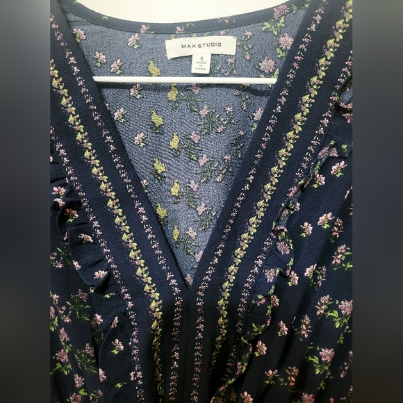 Max Studio Navy Floral Midi Dress - Picture 2 of 6